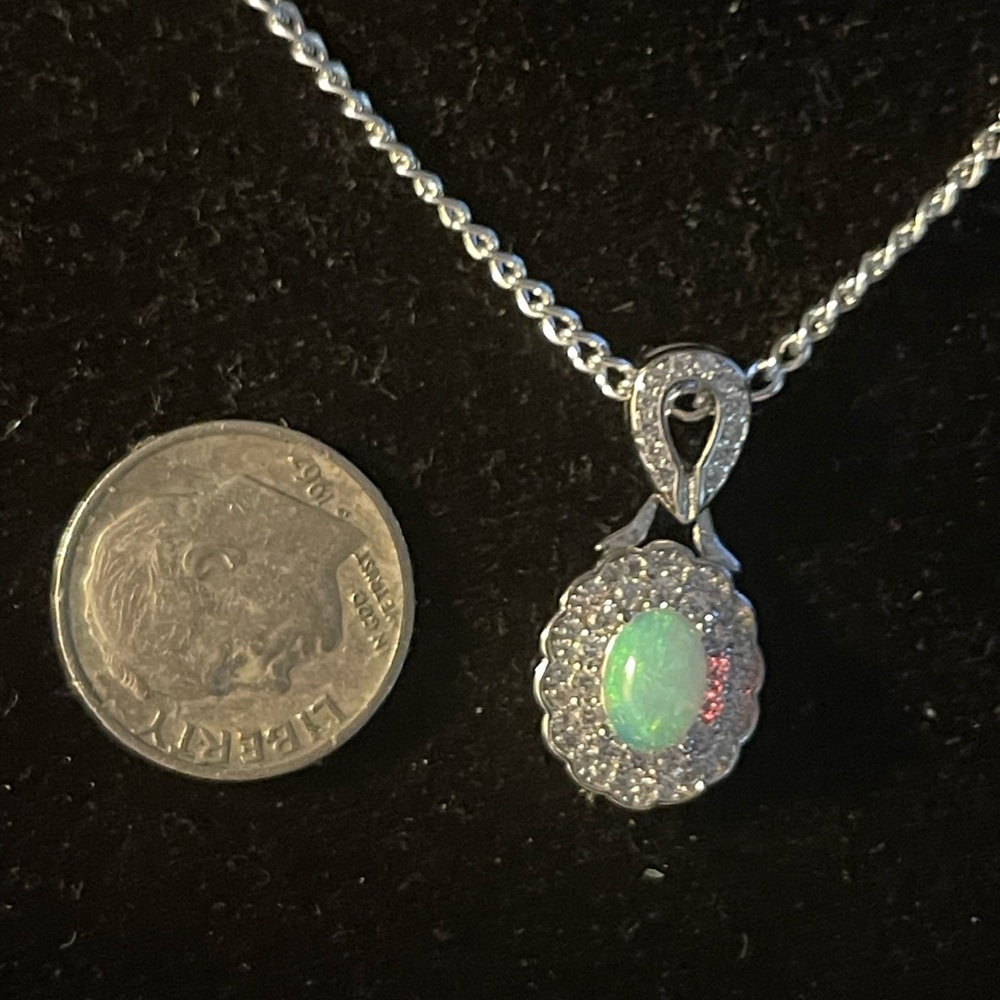 Opal Genuine Ethiopian & Created White Sapphire - Picture 4 of 4